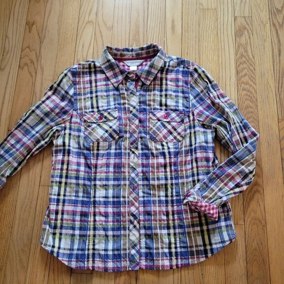 Christopher & Banks Plaid Button-Up Shirt P/L Cotton & Nylon - Picture 2 of 7